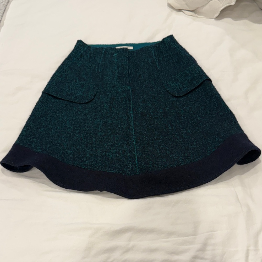 Carven Dark Teal A-Line Skirt
